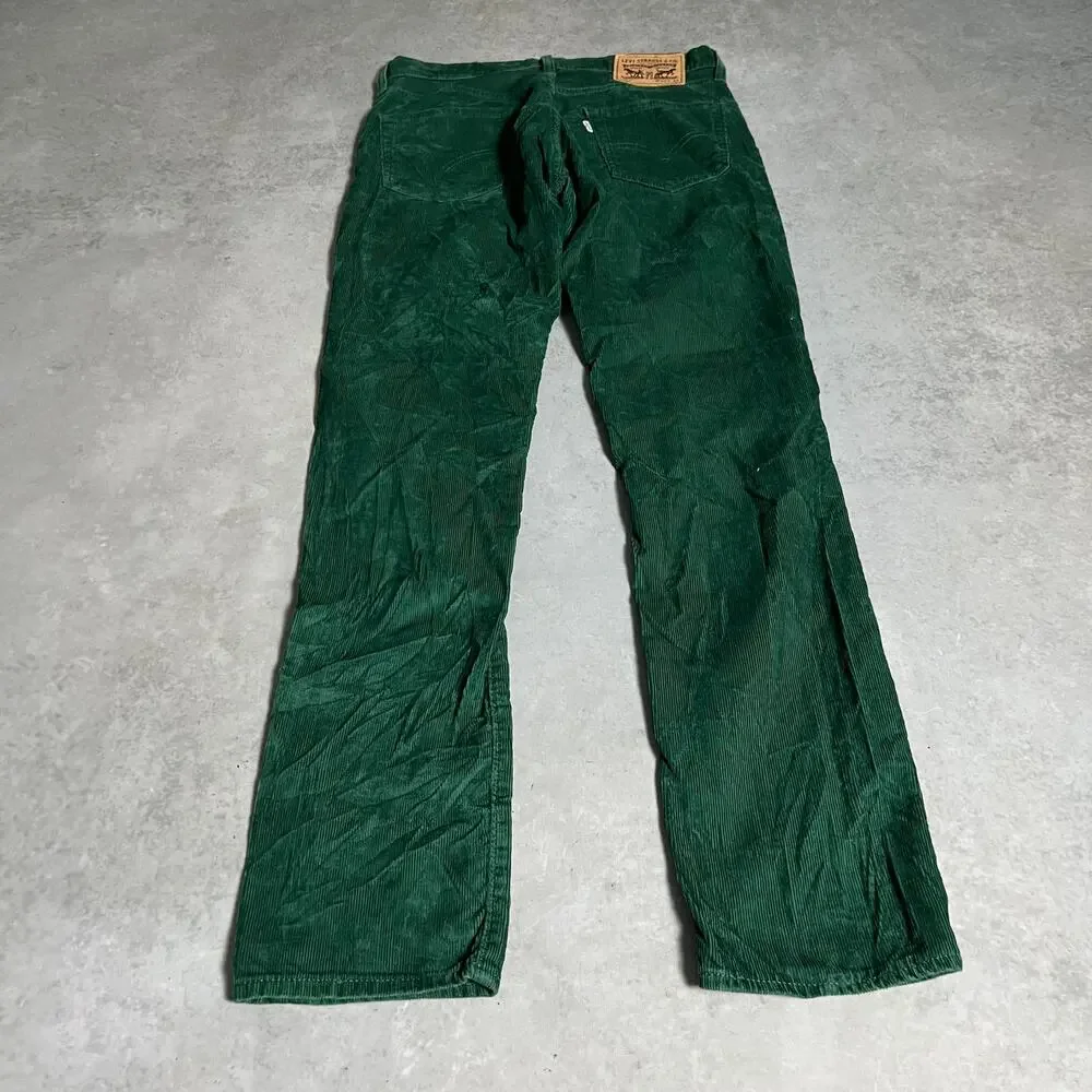 Levi’s 511 Slim Fit Mens Corduroy Pants 30x32 Green Stretch 5 Pocket Jeans